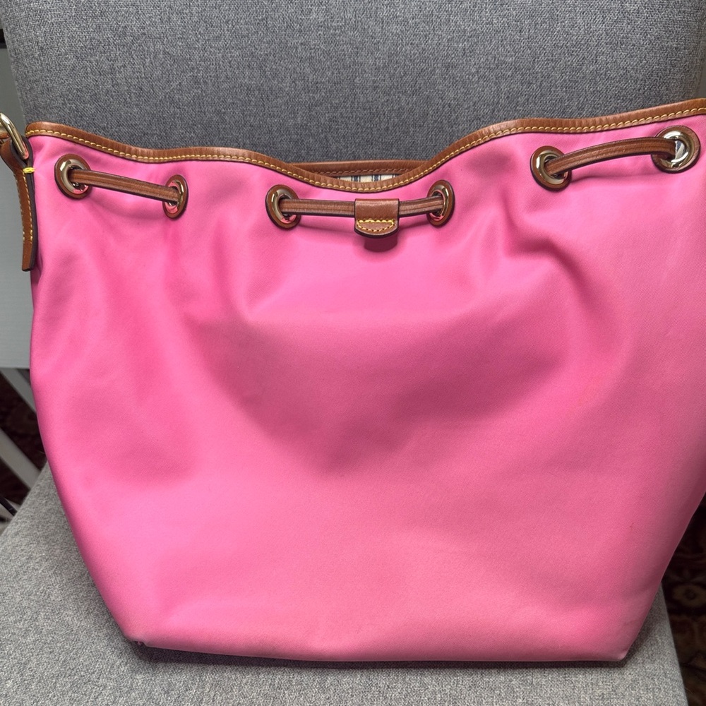 Dooney & Bourke Pink and Brown leather draw strap Shoulder Bag - Picture 11 of 16